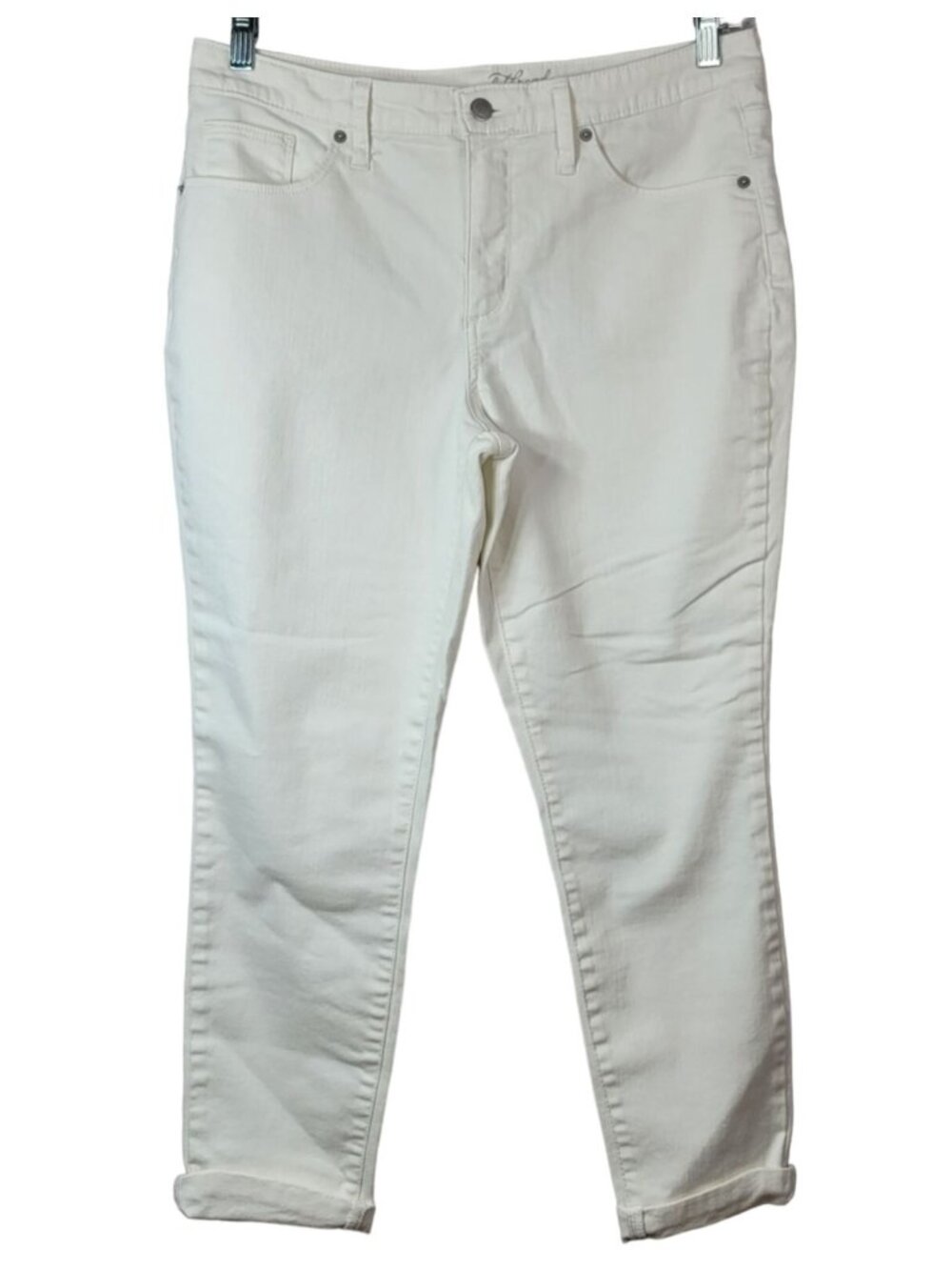 Universal Thread Women High Rise Skinny Crop Jeans White SZ 12 Cuff Zip Pockets